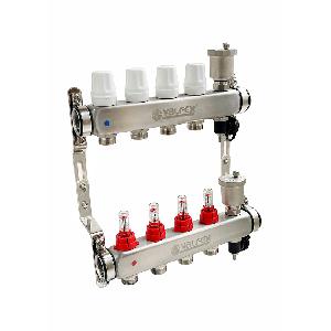 ValFex Коллекторная группа VF.586.0603, 1"х 3 вых. Евроконус 3/4", встроенные расх., нерж. сталь.